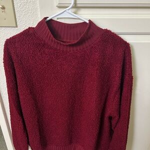 Anthropologie Porridge Teddy Mock Neck Sweater in Maroon